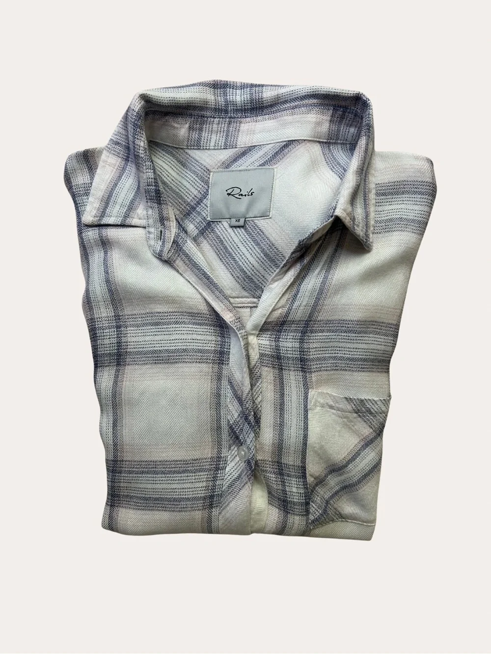 Rails Woman’s Blue Pink White Plaid Button Up Shirt XS Soft Rayon (Hunter Style)